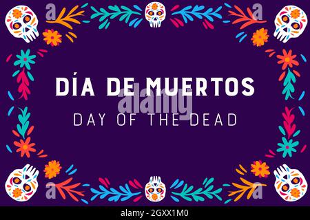 día de muertos. jour des morts. avec crâne dessiné à la main Illustration de Vecteur