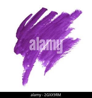 Trait de pinceau aquarelle violet isolé sur fond blanc. Elément de conception. Banque D'Images