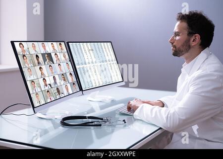 Technologie de visioconférence et formation en ligne pour médecin Banque D'Images