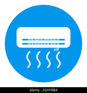 Icône en forme de glyphe blanc à vecteur plat du climatiseur à système divisé. Symbole graphique pour le site Web électrique domestique et la conception d'applications, le logo, l'application, l'interface utilisateur Banque D'Images