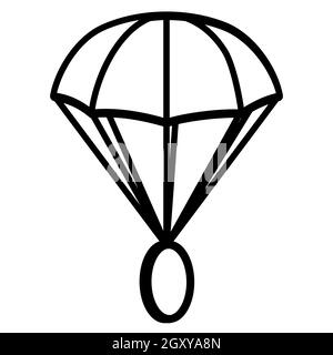 Parachute Icon Airdrop concept avec contour de pièce isolé sur blanc. Illustration vectorielle. Illustration de Vecteur