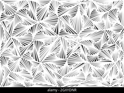 Arrière-plan de triangles de teintes noires et blanches interreliés, arrière-plan abstrait composé de triangles. Banque D'Images