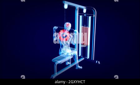 Résumé l'art 3D d'un homme sur le menu déroulant Lat machine Banque D'Images