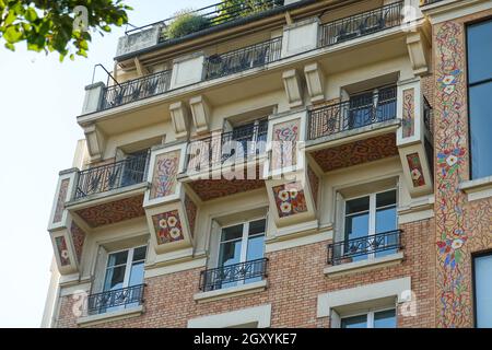 Paris, Art Deco Architektur, rue Froidevaux 21-23, Atelierhaus von Georges Grimbert, 1929 // Paris, Art Deco Architecture, rue Froidevaux 21-23, Ateli Banque D'Images