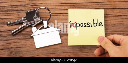 Mission possible impossible. Clés maison. Biens immobiliers Banque D'Images