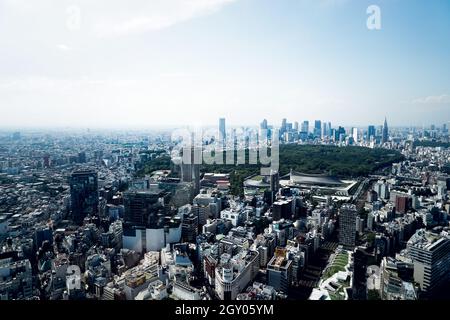 Vue sur Tokyo depuis le ciel de Shibuya. Lieu de tournage : zone métropolitaine de Tokyo Banque D'Images