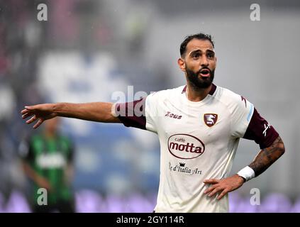 REGGIO NELl'EMILIA, ITALIE - SEPTEMBRE 26: Grigoris Kastanos des Etats-Unis Salernitana réagit, pendant la série Un match entre les Etats-Unis Sassuolo et les Etats-Unis Salernitana au Mapei Stadium - Citta' del Tricolor le 26 septembre 2021 à Reggio nell'Emilia, Italie. (Photo par MB Media) Banque D'Images