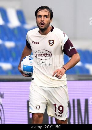 REGGIO NELl'EMILIA, ITALIE - SEPTEMBRE 26: Luca Ranieri de l'US Salernitana, pendant la série Un match entre l'US Sassuolo et l'US Salernitana à Mapei Stadium - Citta' del Tricolor le 26 septembre 2021 à Reggio nell'Emilia, Italie. (Photo par MB Media) Banque D'Images