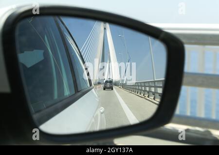 Le pont suspendu Rio-Antirrio traversant le golfe de Corinthe en Grèce Banque D'Images