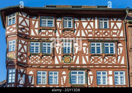 Maison historique à colombages, façades de maisons, Mosbach, Bade-Wurtemberg, Allemagne Banque D'Images