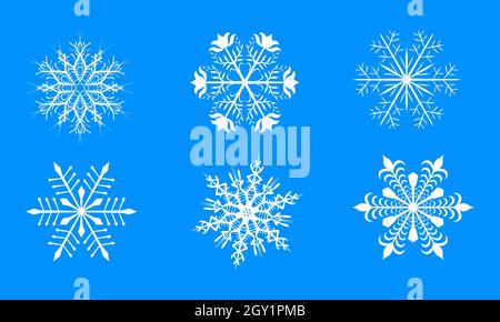 ensemble de flocons de neige vectoriels, mariez noël. Illustration de Vecteur