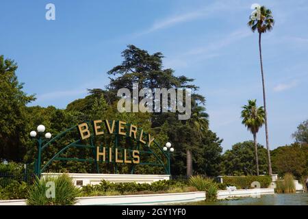 Célèbre panneau de Beverly Hills, Beverly Hills, Los Angeles, Californie, États-Unis d'Amérique, États-Unis Banque D'Images