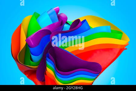 Arrière-plan abstrait de couleur arc-en-ciel, papier peint vagues. Rendu 3D Banque D'Images