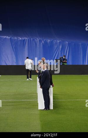 MADRID, ESPAGNE - 12 septembre 2021 : cérémonie d'ouverture d'un match de football entre le Real Madrid et Celta Vigo dans le Real Madrid Stadium Banque D'Images