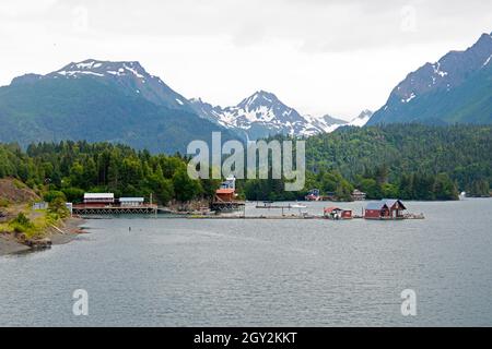 Bucolique Halibut Cove, péninsule de Kenai, Alaska, États-Unis Banque D'Images