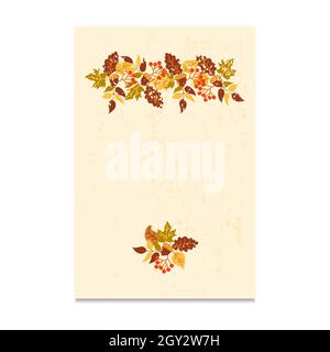 Arrière-plan beige d'automne avec feuilles d'automne. Orange, jaune, rouge. Arrière-plan d'automne avec lieu pour le texte. Illustration de Vecteur