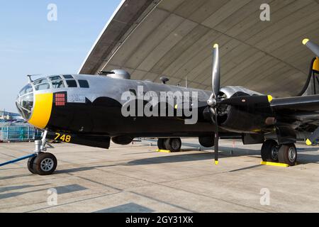 USAAC USAAF Boeing B29 Super Fortress Vintage WW2 Bomber au Flying Legends Duxford American Air Museum Banque D'Images