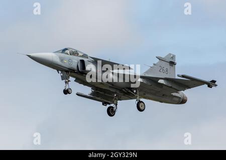 La compagnie aérienne suédoise Saab Gripen Jet Fighter au RIAT Fairford Banque D'Images