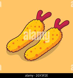 illustration vectorielle isolée de crevettes croustillantes de style plat Illustration de Vecteur