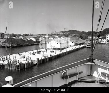 Mackinac Island 1946 vu de la SS Amérique du Nord Banque D'Images