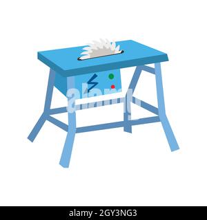 banc de scie circulaire bleue. convient pour l'illustration vectorielle des outils de découpe Illustration de Vecteur