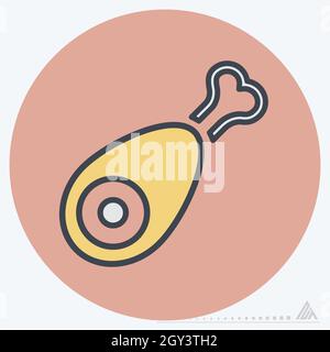 Ham d'icône - style de contrainte de couleur - illustration simple, contour modifiable, vecteur de modèle de conception, idéal pour les impressions, les posters,annonces, annonces, je Illustration de Vecteur