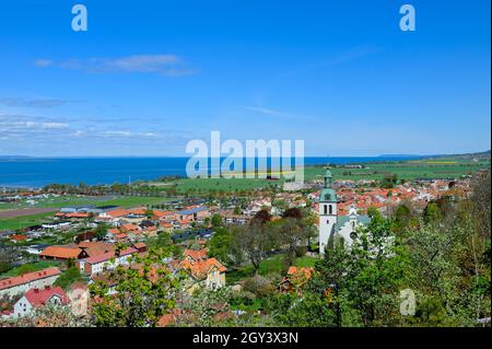 Vue sur Gränna, Småland depuis la montagne Gränna Banque D'Images