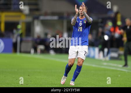 Milan, Italie, 6 octobre 2021.Federico Bernardeschi, d'Italie, applaudit lors du match de l'UEFA Nations League à Giuseppe Meazza, à Milan.Crédit photo à lire: Jonathan Moscrop / Sportimage crédit: Sportimage / Alay Live News Banque D'Images