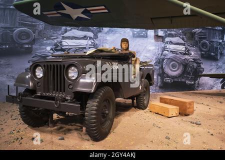 Une Jeep Willys du G-758 pendant la guerre de Corée.Au Musée des transports de l'armée américaine à fort Eustis, Virginie. Banque D'Images