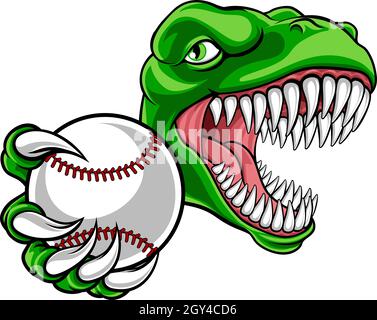 Joueur de Baseball Sports de dinosaures animal mascotte Illustration de Vecteur