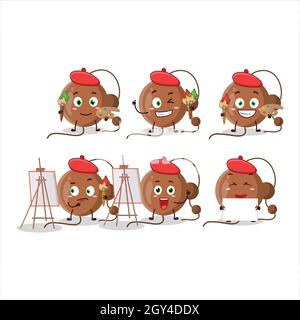 Artiste artistique de firecracker ball dessin animé personnage peinture avec un pinceau.Illustration vectorielle Illustration de Vecteur