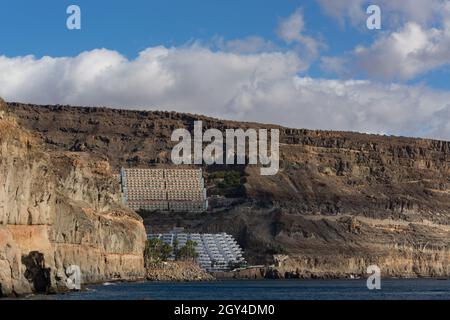 Barranco de Fataga sur l'île des Canaries de Gran Canaria en été Banque D'Images
