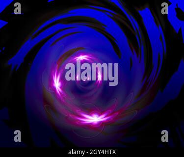 arrière-plan abstrait bleu tourbillonnant avec des illustrations de fleurs de lotus brillantes Banque D'Images