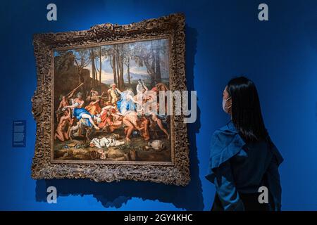 GALERIE NATIONALE LONDRES, ROYAUME-UNI.7 octobre 2021.Le Triomphe de la Pan de Nicolas Poussin peint pour le cardinal Richelieu et expédié en mai 1636.Aperçu de la presse Galerie nationale des peintures du peintre baroque français Nicolas Poussin (1594-1665).Credit: amer ghazzal / Alamy Live News Banque D'Images