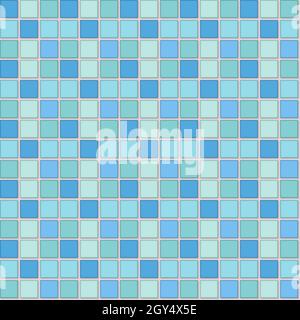 Salle de bains murale à carreaux carrés et motif mosaïque.Sol en céramique turquoise. Fond vectoriel classique. Illustration de Vecteur