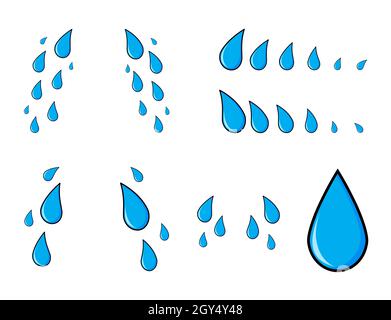 Modèle d'icône de dessin animé de déchirure, de cri.Symbole bleu d'expression triste.Jeu de flux descendant de descente simple. Illustration de Vecteur