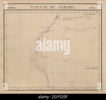 Afrique.Partie du Sahara #12.Mauritanie.Sahara occidental.Carte VANDERMAELEN 1827 Banque D'Images