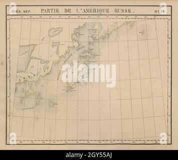 Amér.Septembre. Partie de l'Amérique russe #22.Kodiak Alaska.Carte VANDERMAELEN 1827 Banque D'Images