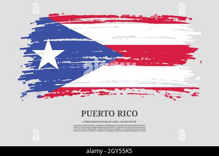 Drapeau Porto Rico avec effet de pinceau et affiche de texte d'information, fond vectoriel Illustration de Vecteur