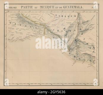 Amér. Sep. Partie du Mexique & Guatemala #71 Oaxaca Chiapas VANDERMAELEN 1827 map Banque D'Images