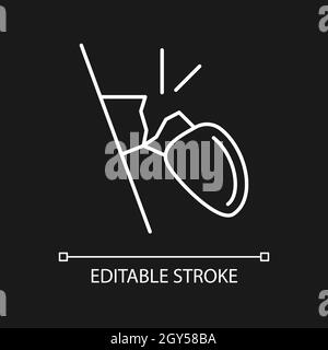 Miroir de vue latérale cassé icône linéaire blanche pour thème sombre Illustration de Vecteur
