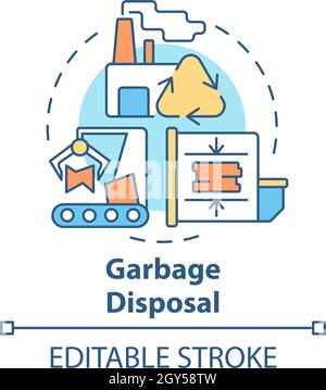 Icône de concept de mise au rebut des déchets Illustration de Vecteur