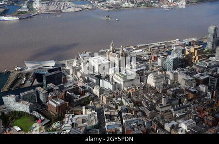 Vue aérienne du centre-ville de Liverpool Banque D'Images