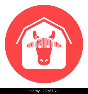 Icône de glyphe blanc de Cowshed. Signe animal de ferme. Symbole graphique pour la conception de votre site Web, votre logo, votre application, votre interface utilisateur. Illustration vectorielle Banque D'Images