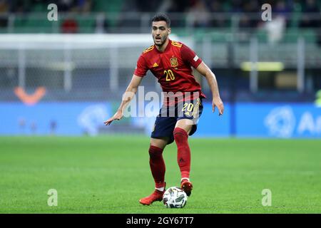 Mikel Merino d'Espagne en action lors du match de demi-finale de la Ligue des Nations de l'UEFA entre l'Italie et l'Espagne . Banque D'Images