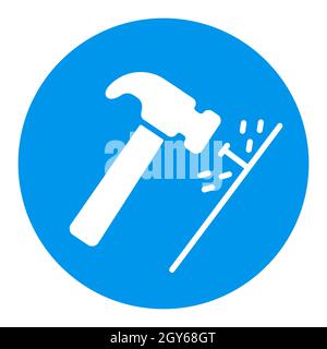 Icône de glyphe blanc vectoriel de marteau et d'ongles. Construction, réparation et construction. Symbole graphique pour la conception de votre site Web, votre logo, votre application, votre interface utilisateur Banque D'Images