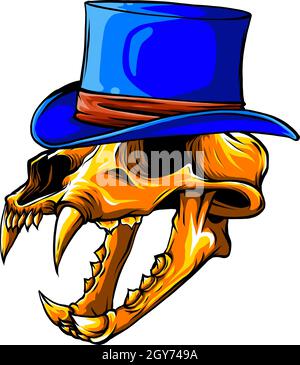 illustration du crâne de tigre avec chapeau Banque D'Images