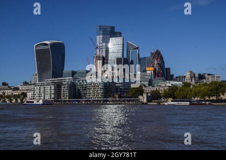 Ville de Londres et la Tamise par temps clair, Londres, Royaume-Uni, octobre 2021. Banque D'Images