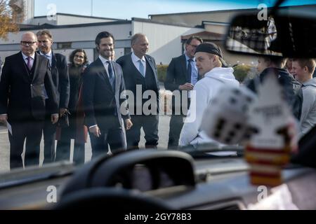 Le prince Carl Philip visite l'école secondaire supérieure Wisbygymnasiet à Visby, Gotland, le 07 octobre 2021. Le prince Carl Philip effectue une visite d'une journée dans le comté de Gotland. Photo : Karl Melander / TT / code 75135 Banque D'Images