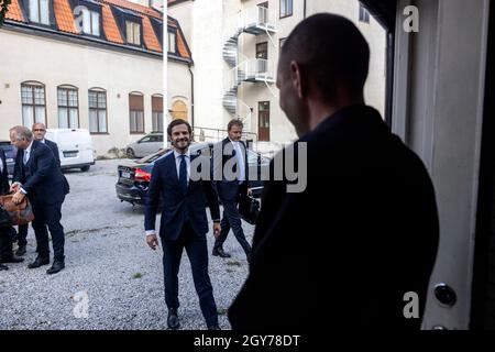 Le prince Carl Philip visite Segerberg Media à Visby, Gotland, le 07 octobre 2021. Le prince Carl Philip effectue une visite d'une journée dans le comté de Gotland. Photo : Karl Melander / TT / code 75135 Banque D'Images